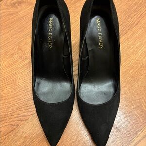 Elegant Black Suede Leather Women's Heels